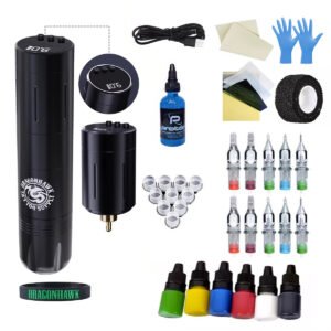 Maquina Pen Dragonhawk X3 Inalambrica Tattoo Profesional En Kit Negro