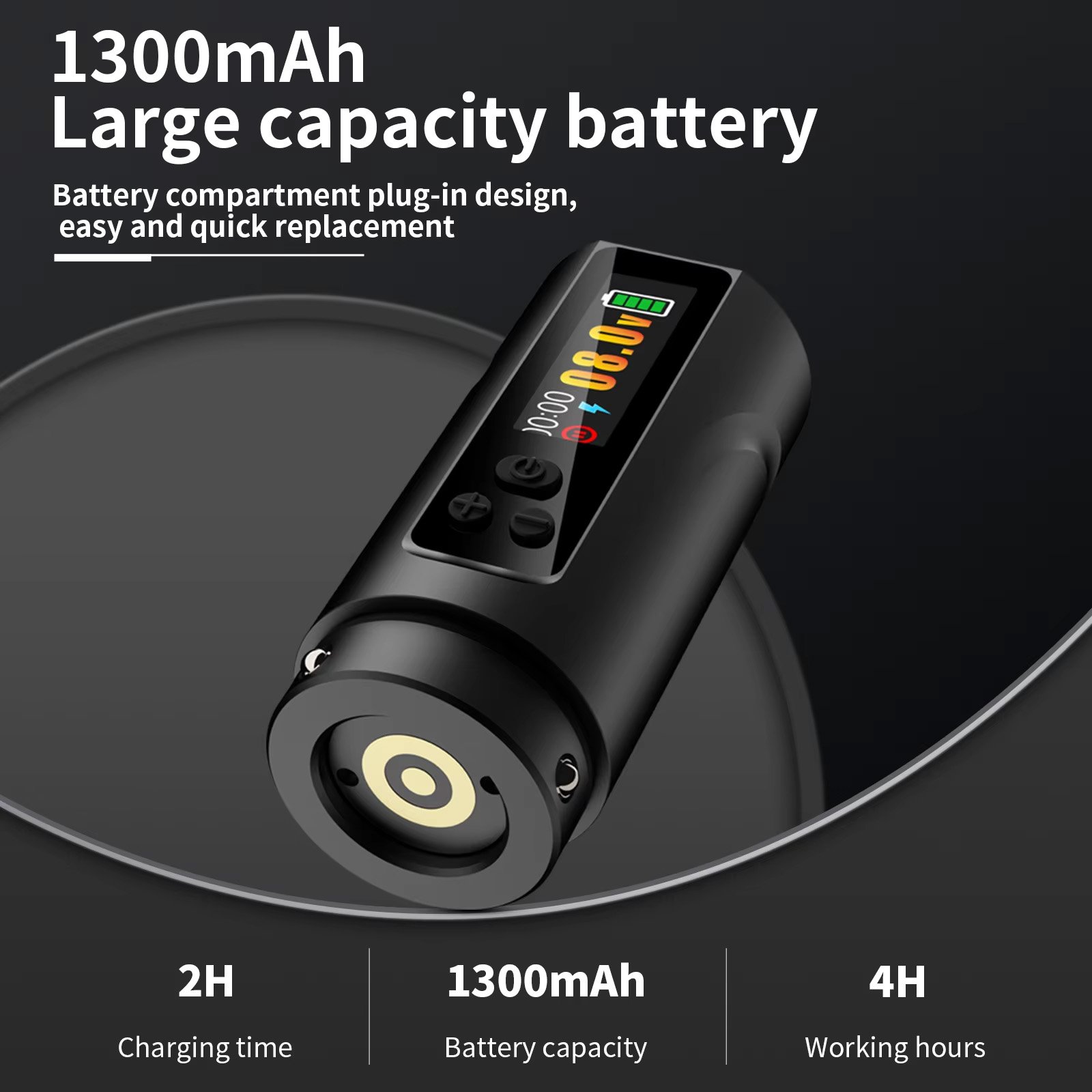 Maquina Tattoo Pen Inalambrica Stroke Ajustable Ez Pro Negro - Imagen 7