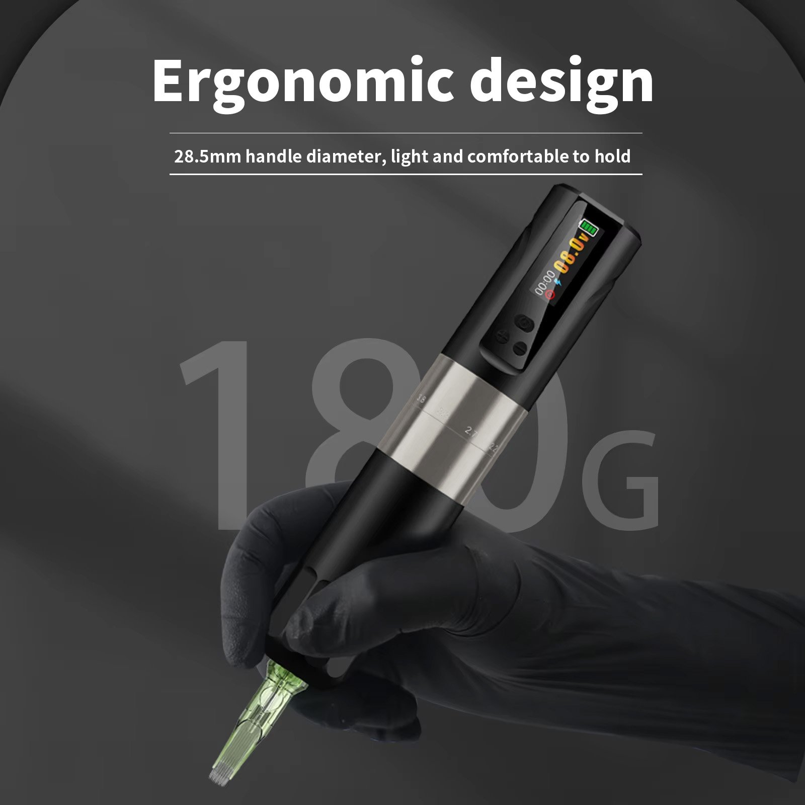 Maquina Tattoo Pen Inalambrica Stroke Ajustable Ez Pro Negro - Imagen 6