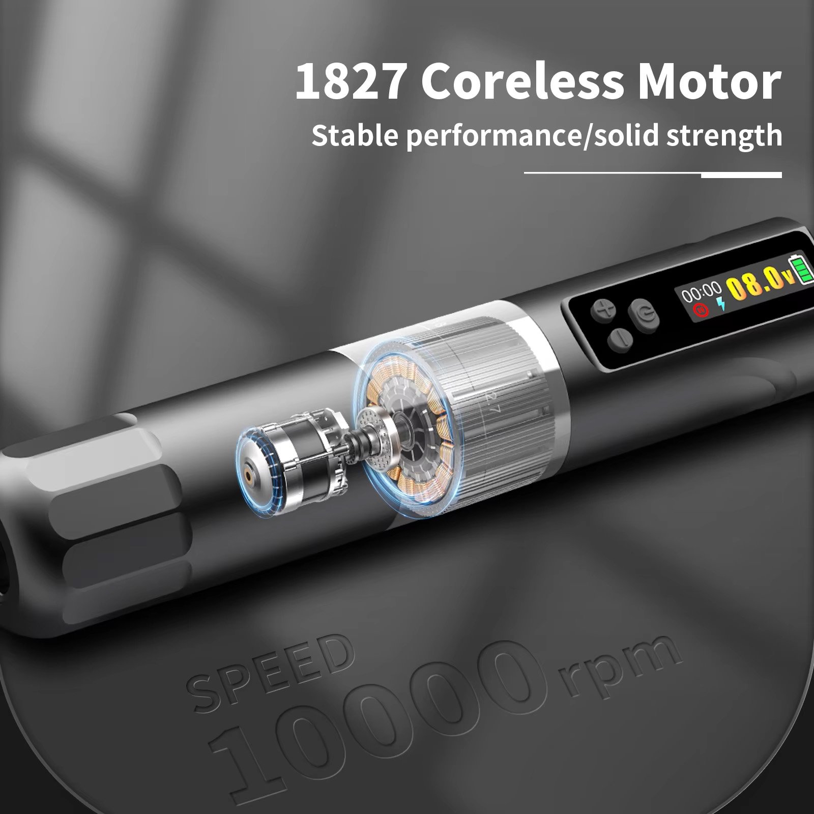 Maquina Tattoo Pen Inalambrica Stroke Ajustable Ez Pro Negro - Imagen 3