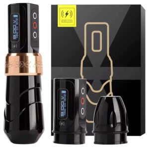 Maquina Tattoo Pen Flux Max Inalámbrica 2baterias Anillo dorado