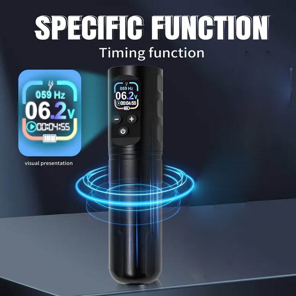 Maquina Pen KVM Tattoo Inalámbrica Pantalla Digital En Kit Negro - Imagen 2