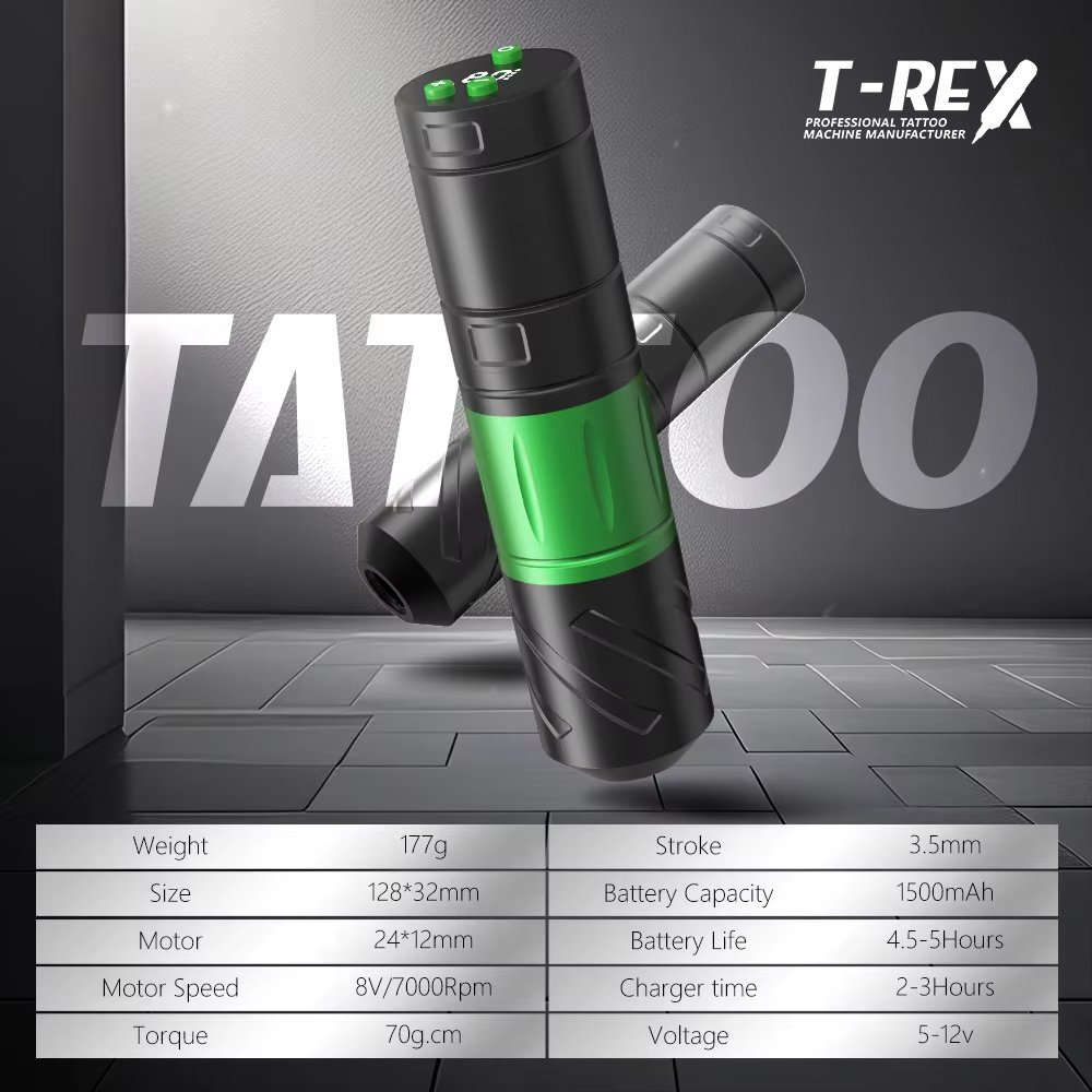 Maquina Rotativa Pen Tattoo Inalambrica Trex Kit De Tatuaje Negro - Imagen 9