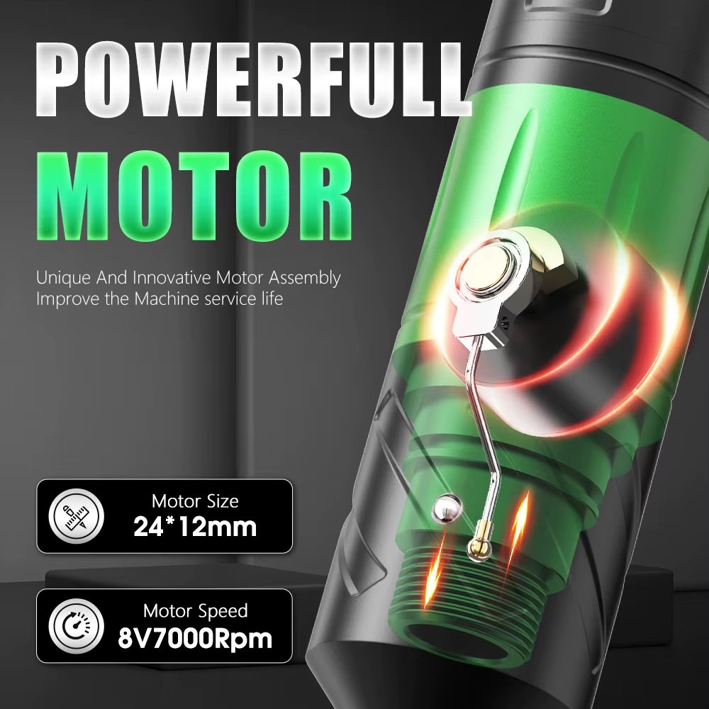 Maquina Rotativa Pen Tattoo Inalambrica Trex Kit De Tatuaje Negro - Imagen 8