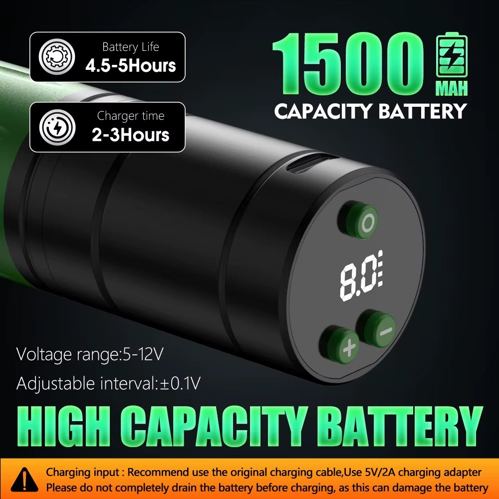 Maquina Rotativa Pen Tattoo Inalambrica Trex Kit De Tatuaje Negro - Imagen 3