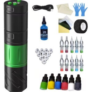 Maquina Rotativa Pen Tattoo Inalambrica Trex Kit De Tatuaje Negro