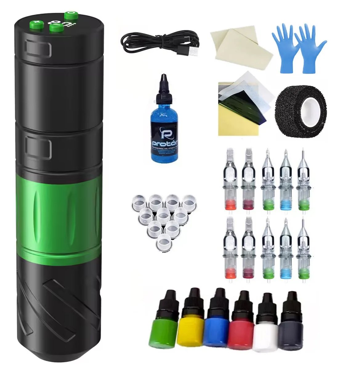 Maquina Rotativa Pen Tattoo Inalambrica Trex Kit De Tatuaje Negro