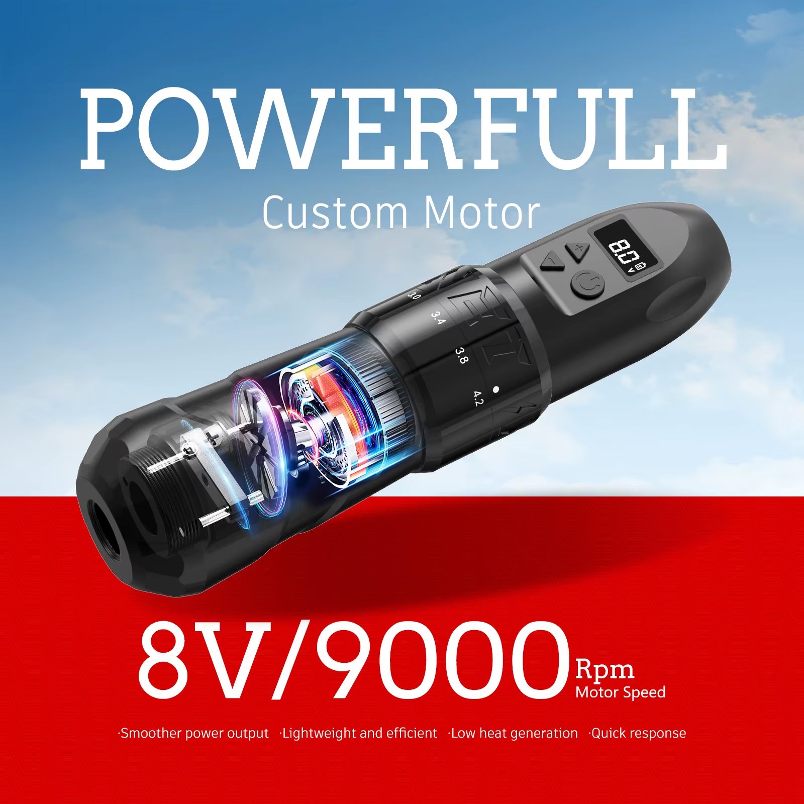 Maquina Tattoo Pen Inalámbrica Xnet Void Ajustable Stroke Negro - Imagen 5