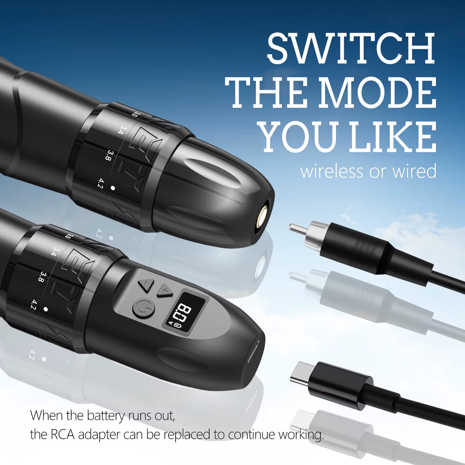 Maquina Tattoo Pen Inalámbrica Xnet Void Ajustable Stroke Negro - Imagen 3