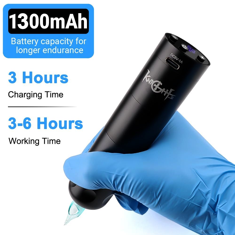 Maquina Pen Tattoo Inalambrica Knight En Kit Negro - Imagen 4