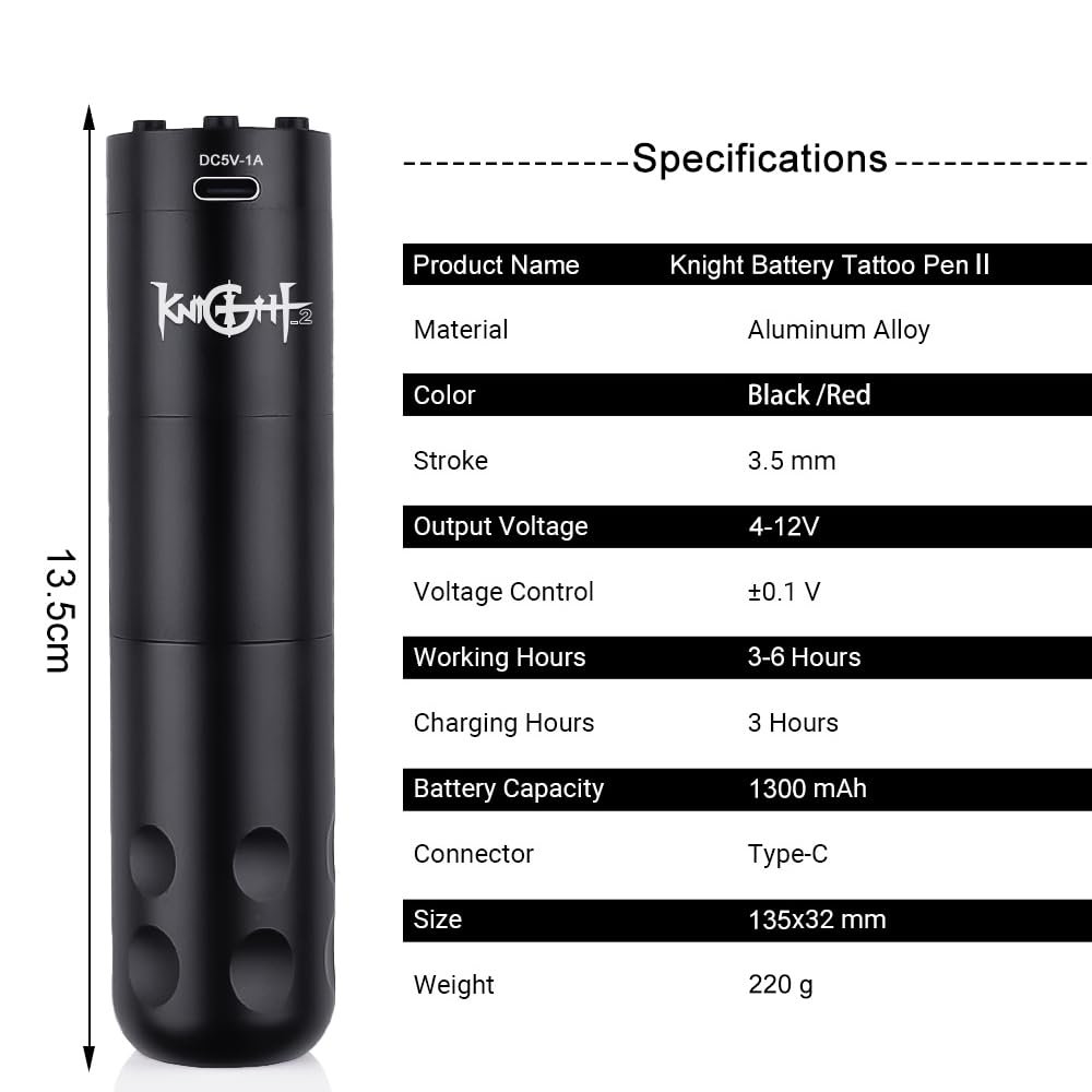 Maquina Pen Tattoo Inalambrica Knight En Kit Negro - Imagen 3