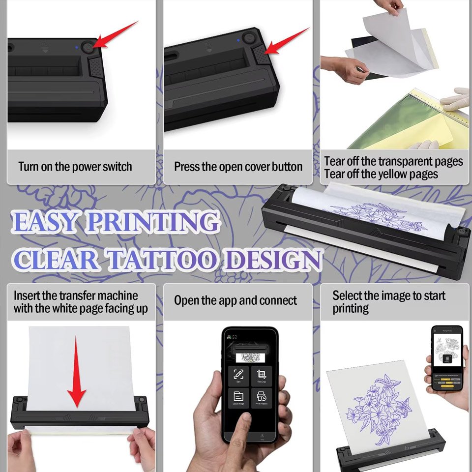 Impresora Térmica Dragonhawk T6 Para Plantillas De Tatuajes - Imagen 7