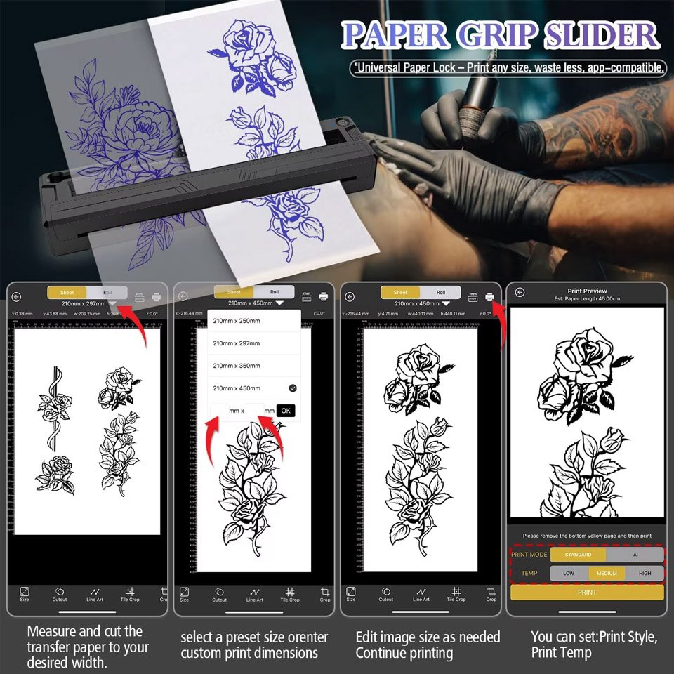 Impresora Térmica Dragonhawk T6 Para Plantillas De Tatuajes - Imagen 6