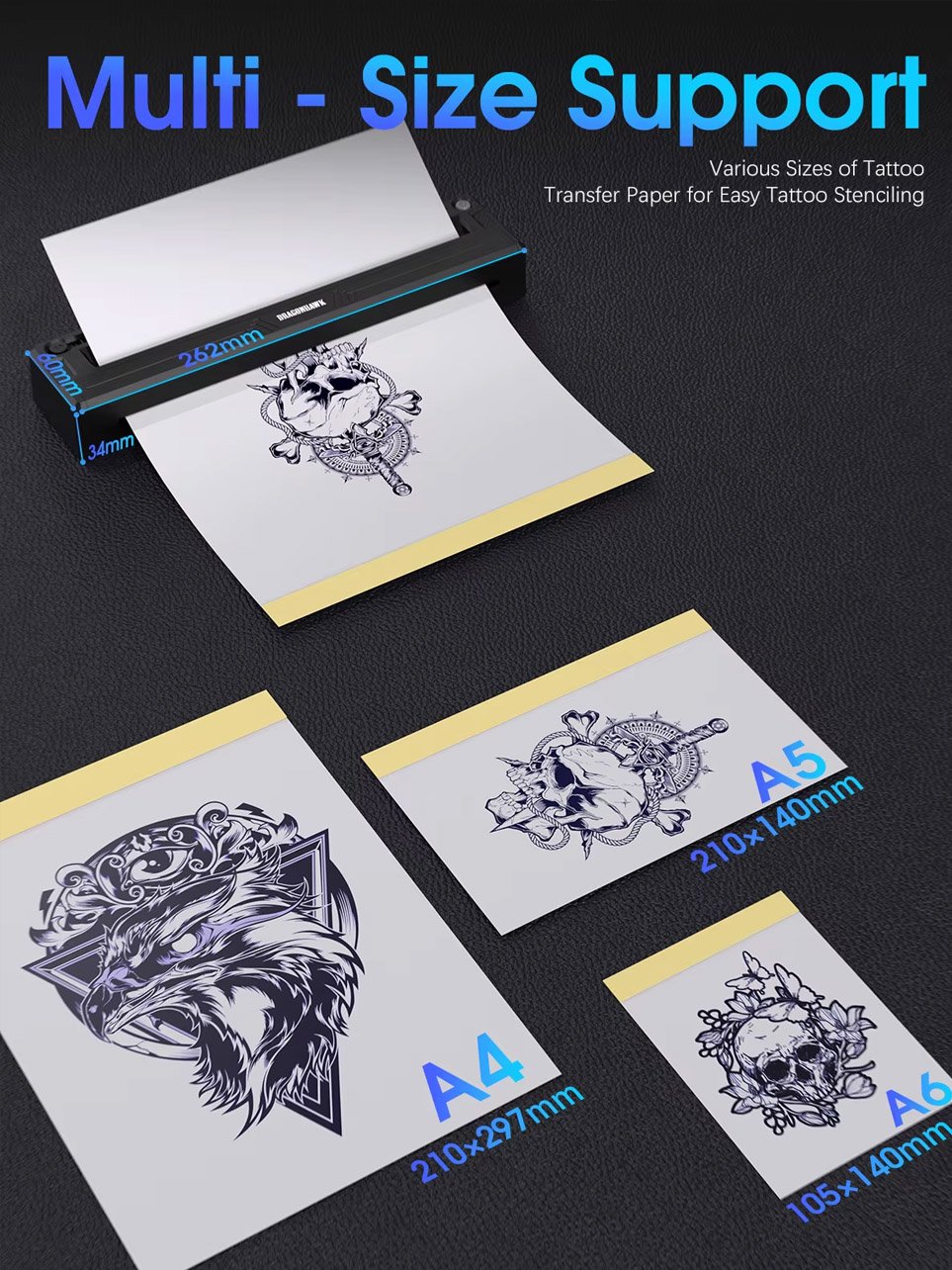 Impresora Térmica Dragonhawk T6 Para Plantillas De Tatuajes - Imagen 3