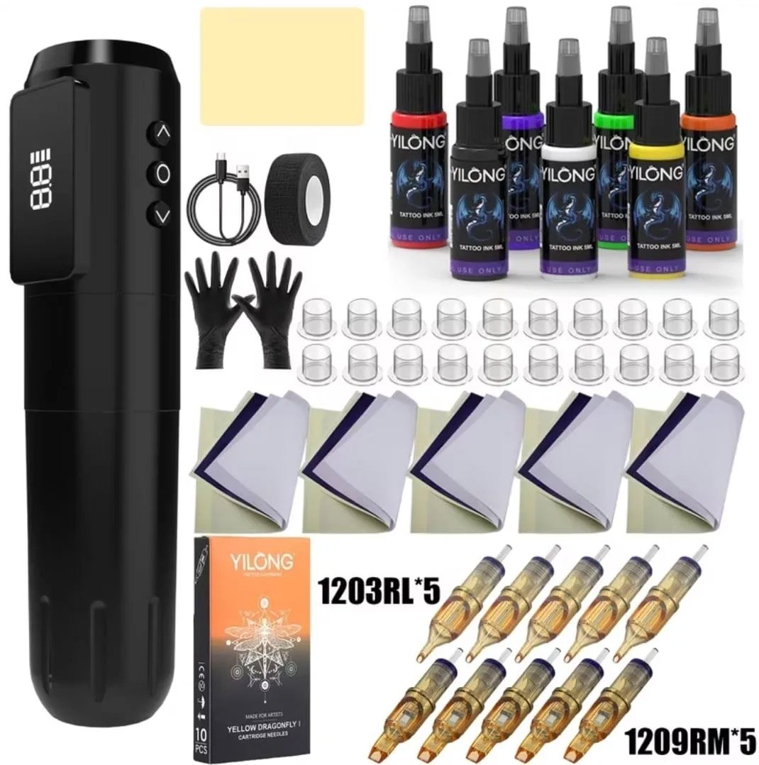 Kit Maquina Pen Inalámbrica Para Tatuar Yilong